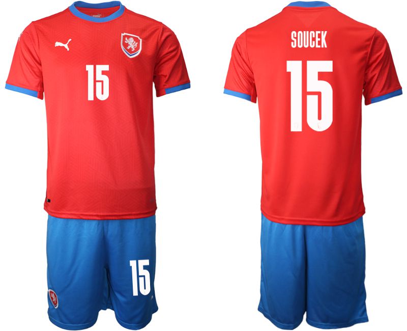 Men 2020-2021 European Cup Czech Republic home red #15 Soccer Jersey